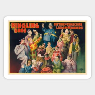 Ringling Bros. Coterie of Frolicsome Laugh-Makers Vintage Poster Sticker